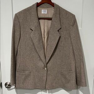 Vintage Koret Career 100% Merino Wool Tan Women's Blazer USA Made XL